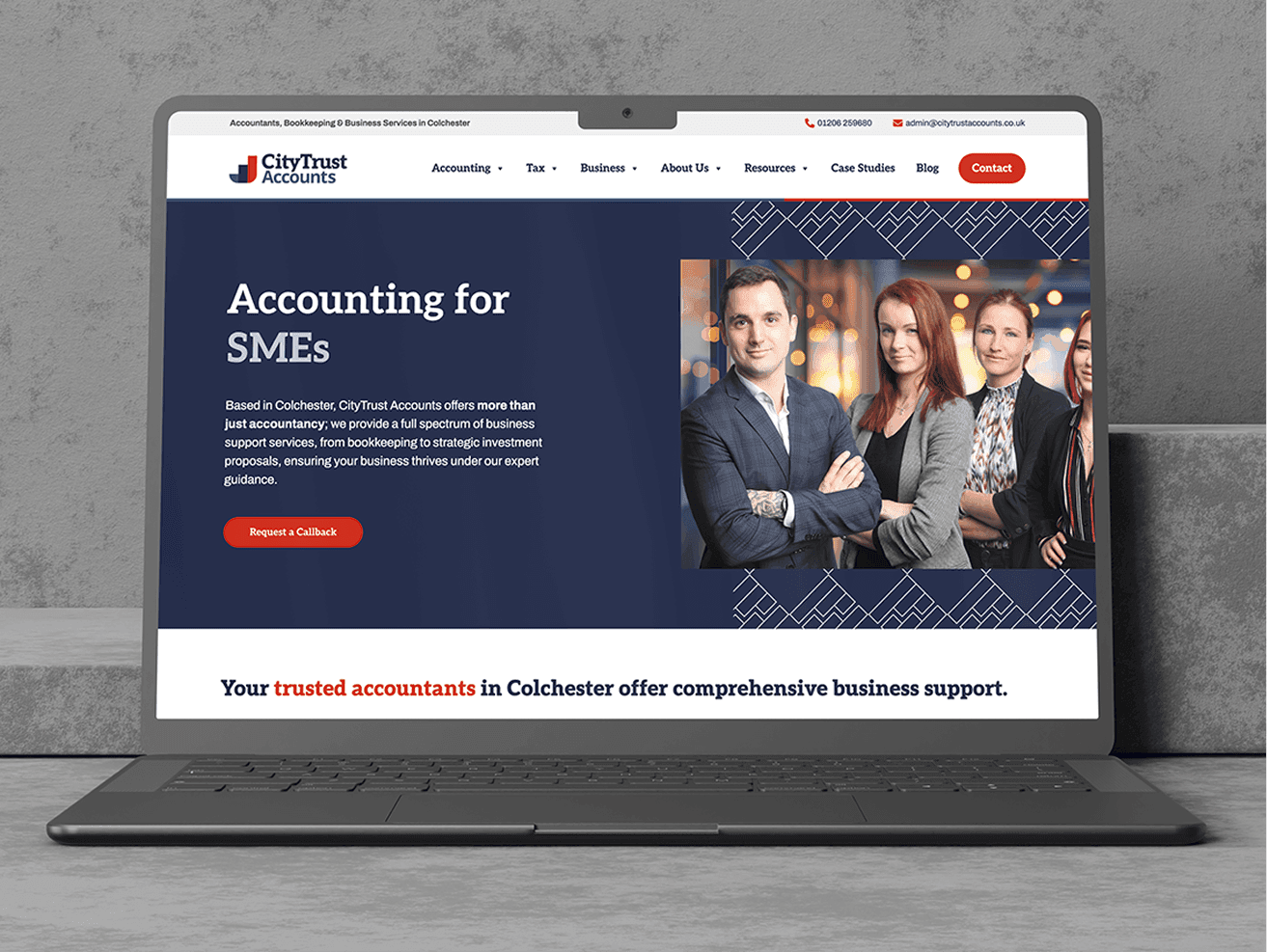 city trust accounts bespoke website design laptop