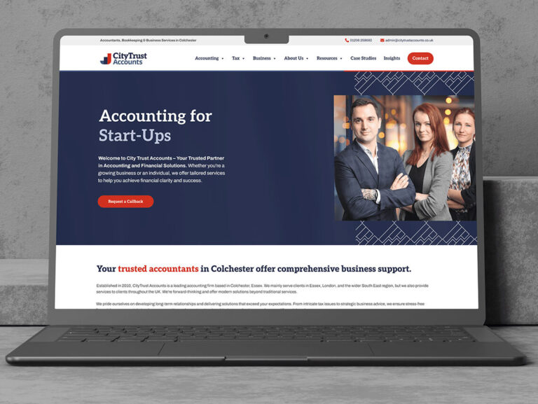 CityTrust Accounts website displayed on a laptop