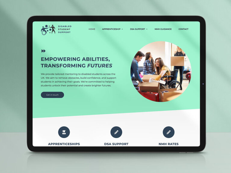 Disabled Student Support website displayed on a tablet