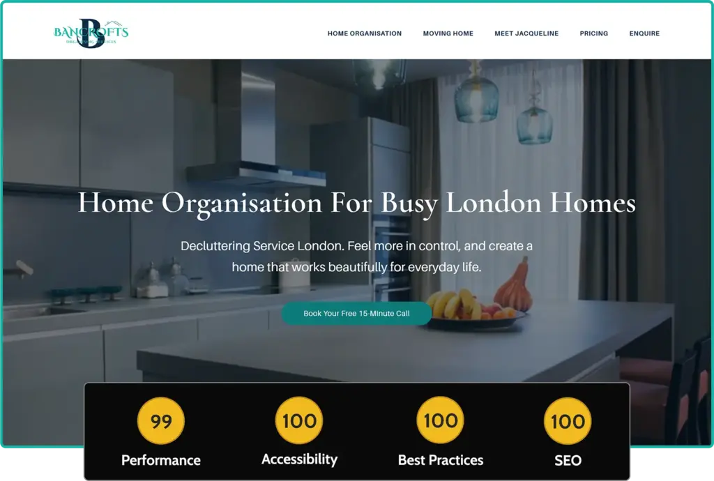 Bancrofts organising services page insight scores