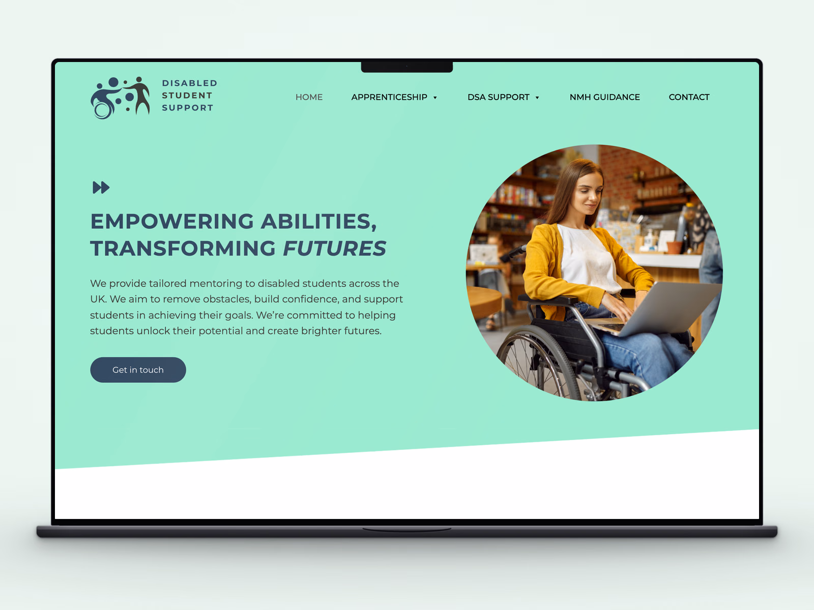 Disabled Student Support website on a MacBook
