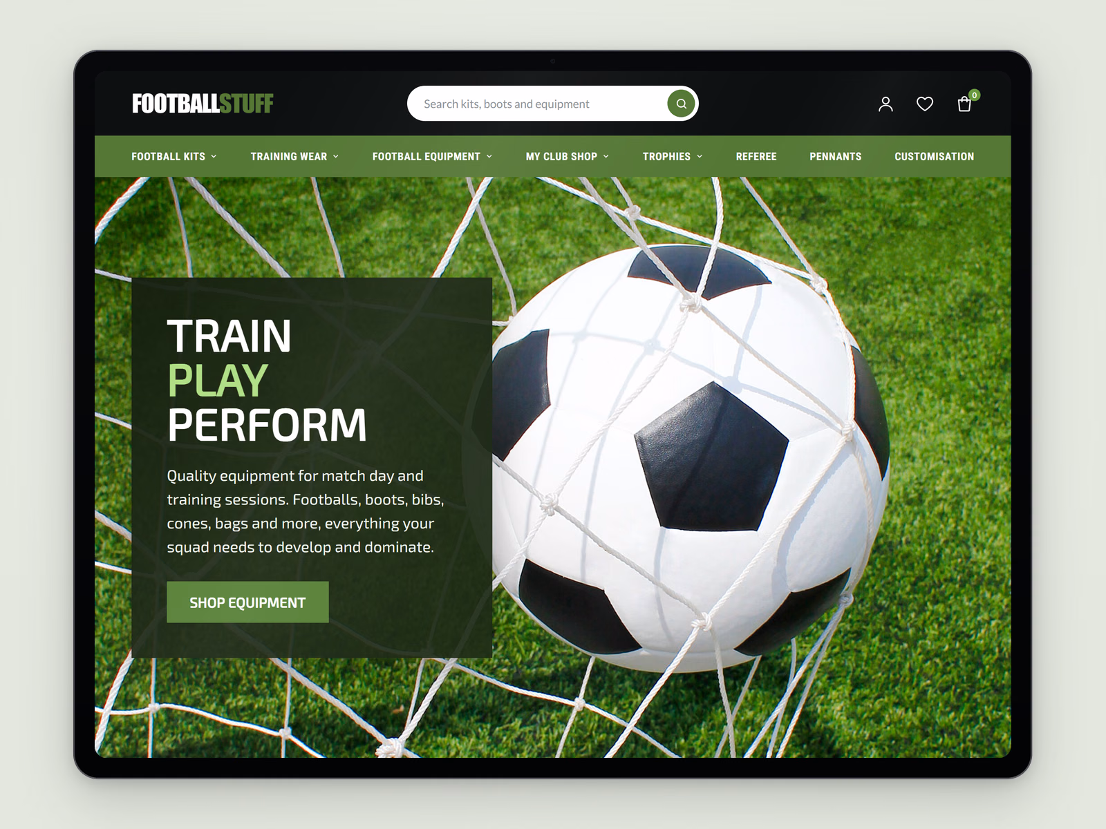 Football Stuff website example iPad