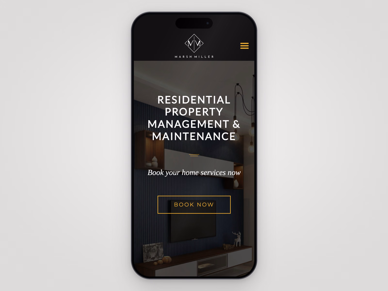 Marsh Miller website displayed on a mobile phone