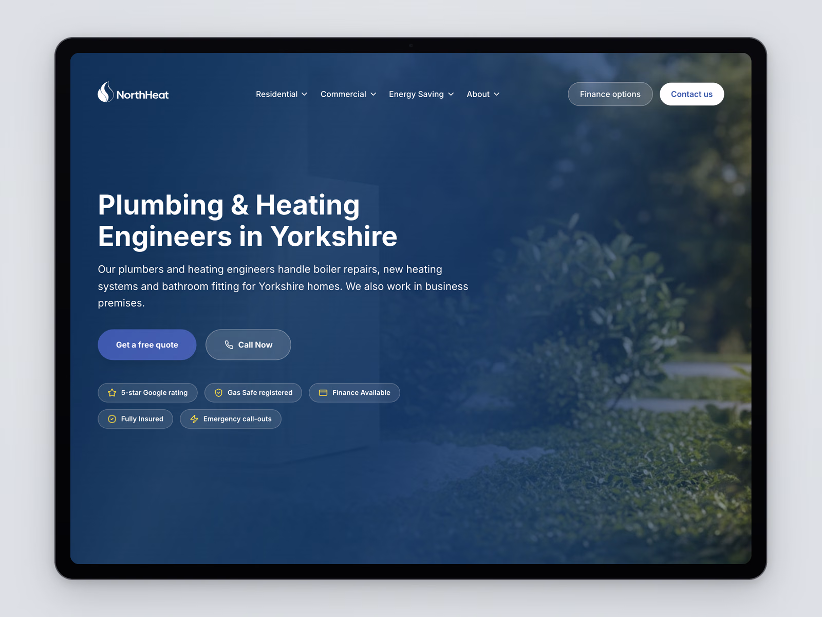 North Heat Yorkshire website example on a tablet